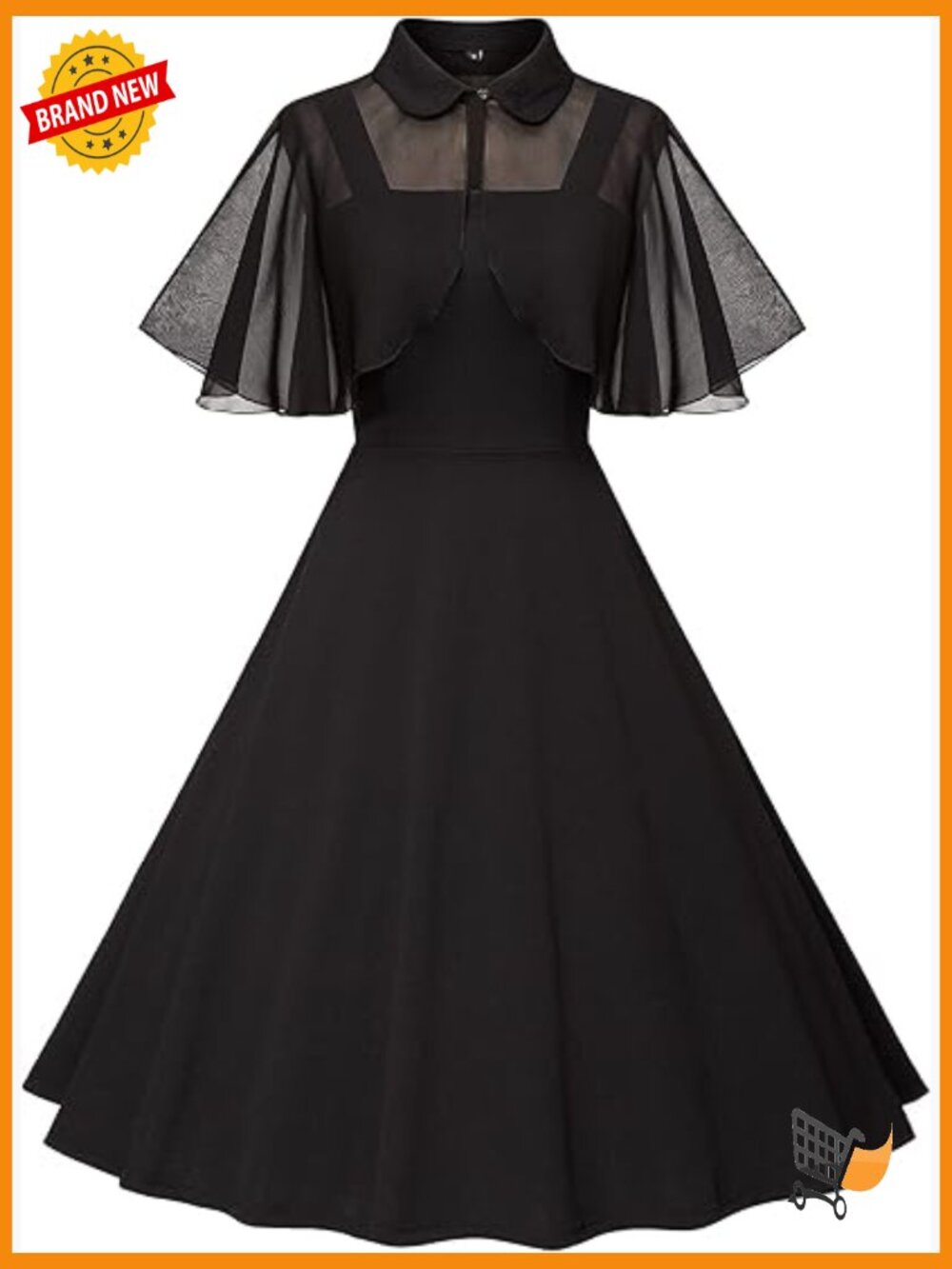 1950s Vintage Swing Cocktail Dress with Pockets and Chiffon Shawl
